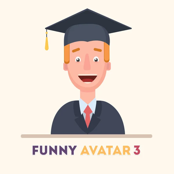 Estudiante atractivo en vestido de fiesta, sonriendo amigable. Iconos vectoriales de estilo plano. Ilustración vectorial en un estilo plano . — Archivo Imágenes Vectoriales