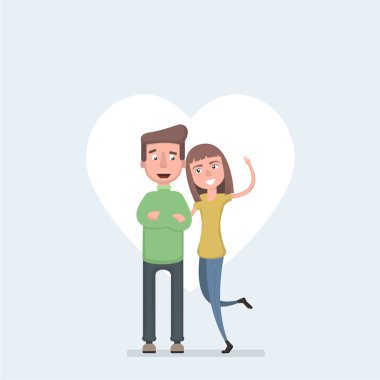 İki aşık. Erkek ve kadın birbirlerine sevgiyle kucaklayan. Saint Valentine bayram için karakter.