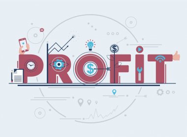 Çağdaş düz çizgi vektör düzenlenebilir grafik illüstrasyon, iş ekonomi kavramı, kar.