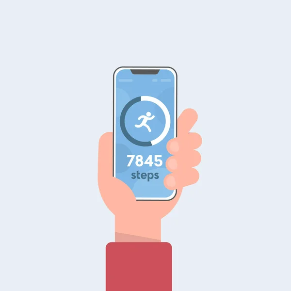 Fitness tracking app on mobile phone screen vector — Stock Vector