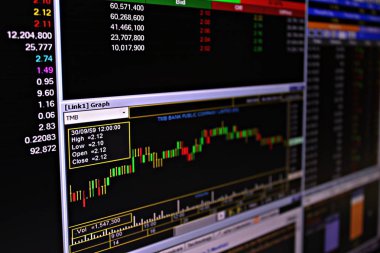 Borsa veya Menkul Kıymetler Borsası verileri ve grafik monitörde görüntüleme