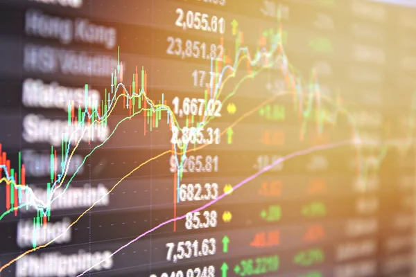 Datos del mercado de valores de Asia Pacífico y gráfico de barra de vela en monitor — Foto de Stock