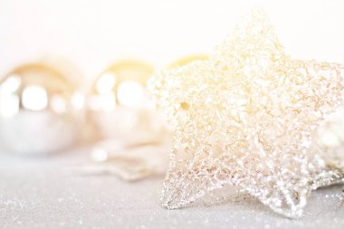 Yıldız ve parlak arka plan bokeh parlak gümüş süs