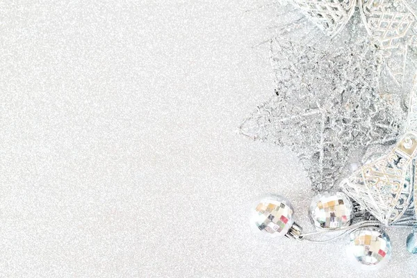 Parlak arka plan bokeh parlak gümüş süs