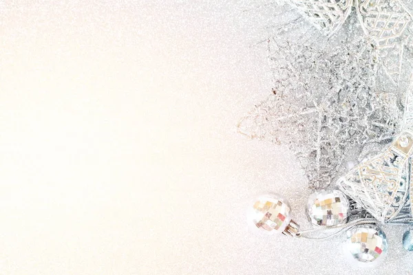 Parlak arka plan bokeh parlak gümüş süs