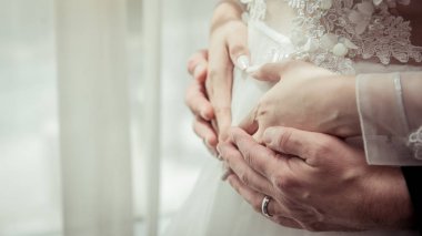 Gelin ve damat Caressing gelin'ın hamile 