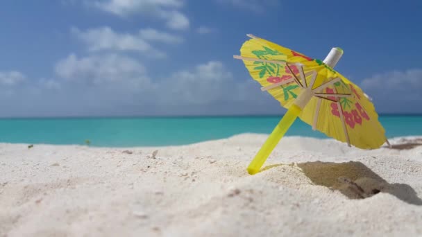 Piccolo Ombrellone Cocktail Spiaggia Natura Esotica Della Repubblica Dominicana Caraibi — Video Stock