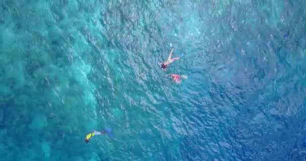 Şnorkelle Yüzen Turistlerin Iyi Manzarası Bali Yaz Tatili — Stok video