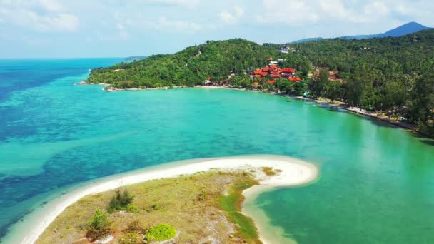 Espectáculo Aéreo Drónico Con Isla Azul Verde Viaje Exótico Maldivas — Vídeos de Stock