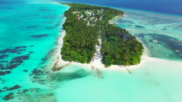 Isla Tropical Mar Turquesa Escena Verano Maldivas Asia Meridional — Vídeos de Stock