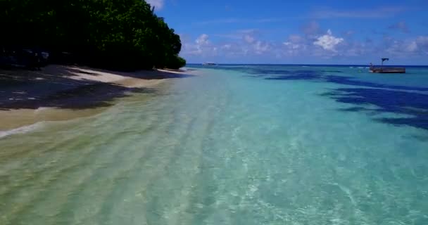 晴れた朝の海岸線 インドネシアのバリで熱帯の休暇を楽しむ — ストック動画