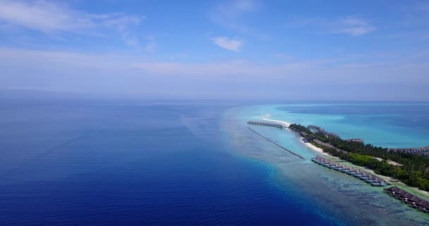 Luxe Waterbungalows Resort Aan Kust Exotische Scene Bora Bora Frans — Stockvideo