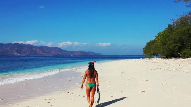 Atrakcyjny Casual Girl Relaks Plaży Wyspie Bora Bora — Wideo stockowe
