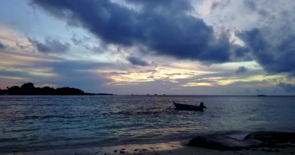Barco Atracado Por Noche Exótica Escena Natural Bali Indonesia — Vídeos de Stock