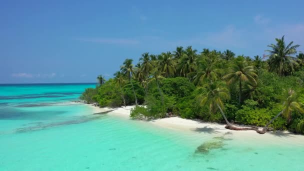 Blick Auf Eine Kleine Grüne Insel Mit Blauem Und Türkisfarbenem — Stockvideo