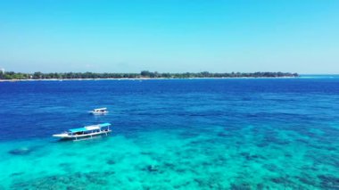 Looking from top at bright turuoise sea. Enjoying nature of Dominican Republic, Caribbean.   