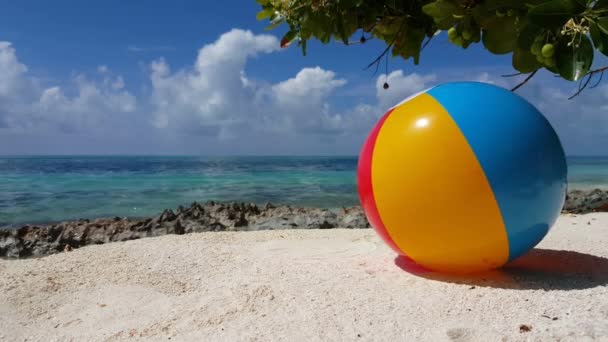Opblaasbaar Balspeelgoed Aan Kust Zomer Tropische Scene Dominicaanse Republiek Caribisch — Stockvideo