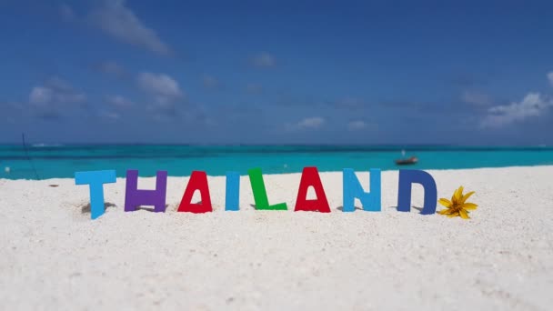 Tailândia Texto Praia Areia — Vídeo de Stock