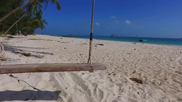 Bliski Widok Huśtawkę Plaży Tropikalne Wakacje Bahamy Karaiby — Wideo stockowe