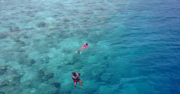 Turistas Haciendo Snorkel Agua Transparente Vacaciones Exóticas Bali Indonesia — Vídeos de Stock