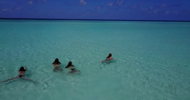 Jeunes Femmes Séduisantes Détendre Sur Plage Mer Sable Brillant Ciel — Video