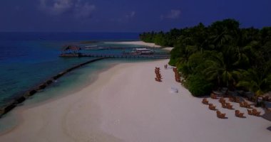 Deniz manzaralı. Bora Bora 'daki tropik cennet, Fransız Polinezyası.