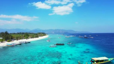 Tropik ada ve okyanus görüntüleri, hava manzarası 