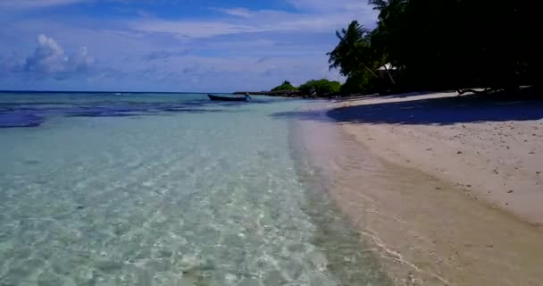 Пляжная Сторона Утром Наслаждаясь Природой Доминиканской Республики Карибского Бассейна — стоковое видео
