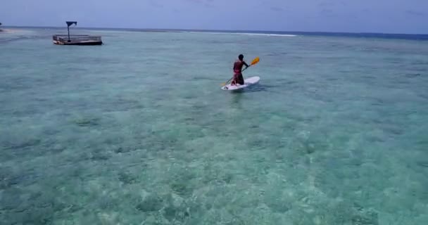 Turismo Flotando Bordo Plano Mar Viaje Verano República Dominicana Caribe — Vídeos de Stock
