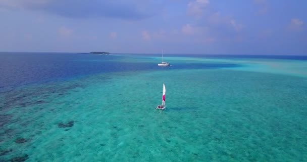 Malediven Wit Zand Strand Tropische Eilanden Met Drone Vliegende Vogels — Stockvideo