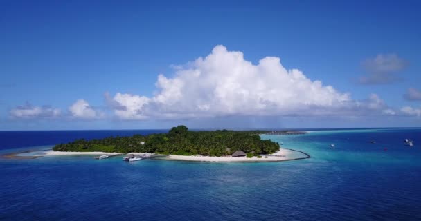 Top View Green Island Blue Sea Vacation Bahamas Caribbean — Stock Video