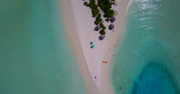 Spokojna Egzotyczna Plaża Nietkniętym Białym Piaskiem Brzegu Tropikalnej Wyspy Obmyta — Wideo stockowe