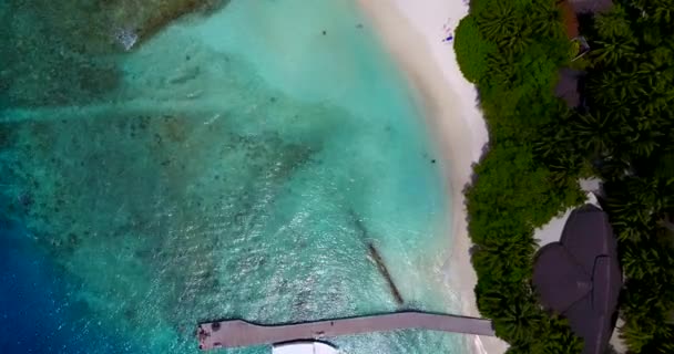 Paradise Island Wooden Jetty White Yacht Summer Scenery Maldives South — Stock Video