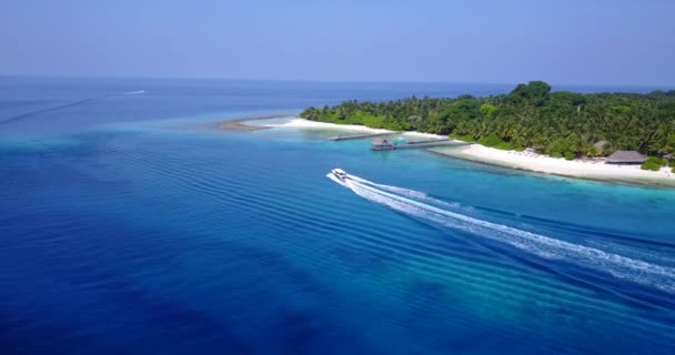 Motorbåt Med Led Blått Hav Runt Naturen Fiji Oceanien — Stockvideo