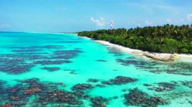 Yeşil adanın turkuaz kıyısı. Malezya, Asya 'da yaz tatili.