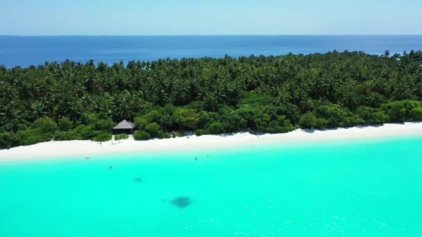 海岸线上有白沙和浅水 前往法属波利尼西亚Bora Bora — 图库视频影像