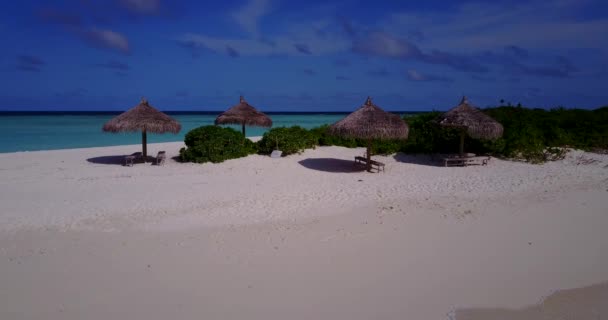 Stro Parasols Het Strand Zomervakantie Bali Indonesië — Stockvideo