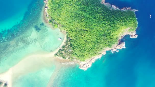 Blick Von Oben Auf Insel Mit Üppigem Grün Aussichtsreiche Aussicht — Stockvideo