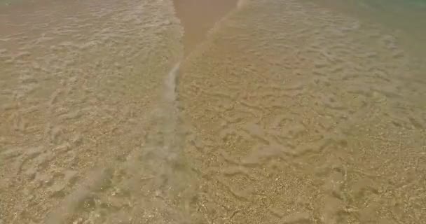 Garis Pendek Dengan Air Laut Dangkal Yang Jernih Cerah Alam — Stok Video