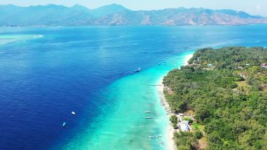 Summer resort viewed from drone. Journey to Gili Trawangan, Thailand. 