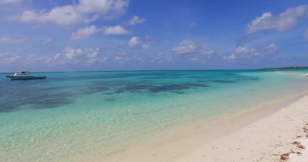 Levendige Blauwe Zee Met Wit Zand Malediven Landschap — Stockvideo