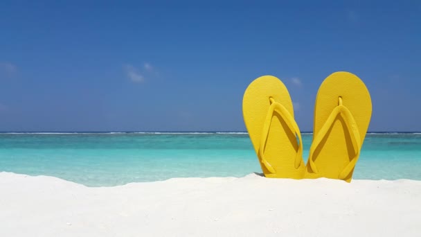 Yellow Flip Flops Beach Summertime Relaxation Bali Indonesia — Stock Video