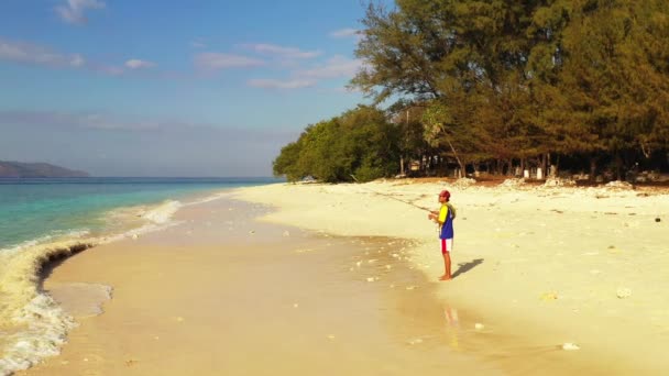 Pesca Dell Uomo Laguna Concetto Estivo Alle Maldive — Video Stock