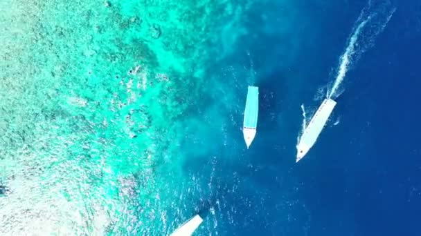 Barcos Que Movem Perto Snorkeling Pessoas Cena Natural Gili Trawangan — Vídeo de Stock