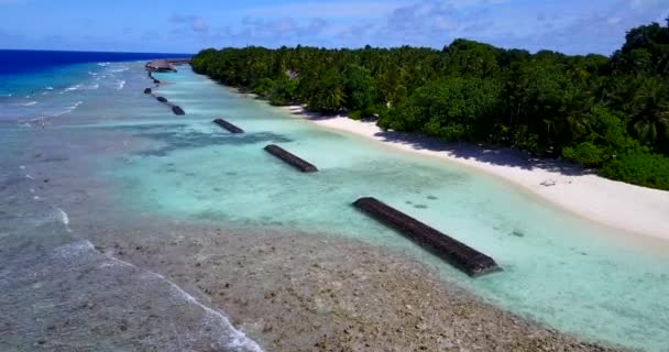 Buhnen Der Küste Der Insel Natürliche Szene Von Gili Trawangan — Stockvideo