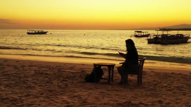 Vrouw Die Het Strand Loopt — Stockvideo