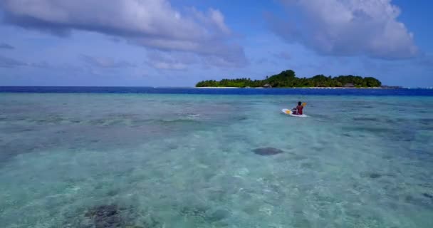 Imágenes Joven Reconocido Paddleboard Océano — Vídeos de Stock