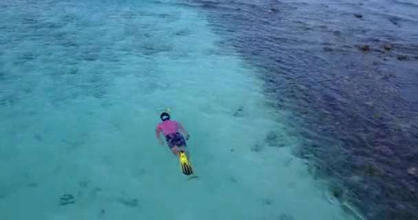 Homme Plongeant Apnée Dans Mer Paradis Tropical Bora Bora Polynésie — Video
