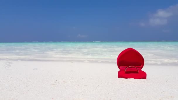 Anneau Mariage Boîte Rouge Sur Plage Paradis Estival Jamaïque Caraïbes — Video