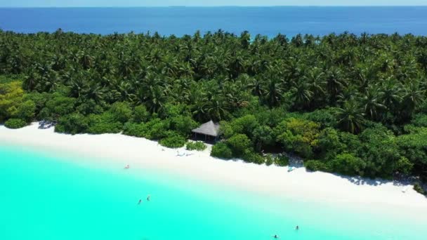 Bright Turquoise Sea Edging Tropical Island Exotic Nature Bora Bora — Stock Video